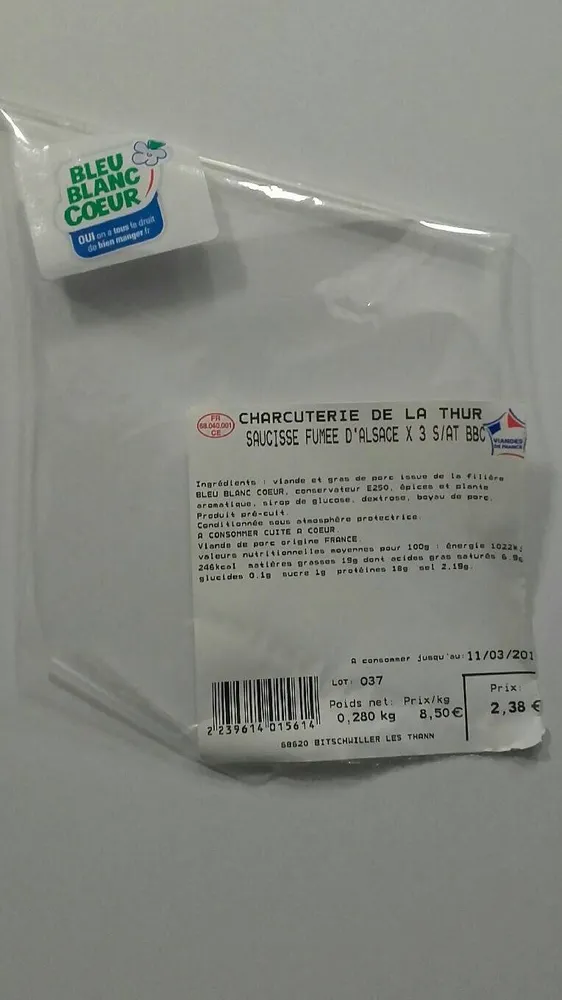 Saucisses fumées d Alsace