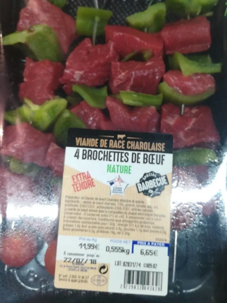 4 brochettes de bœuf nature