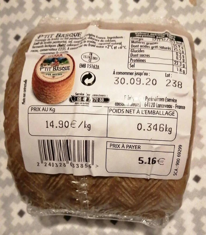 Fromage de brebis pasteurise