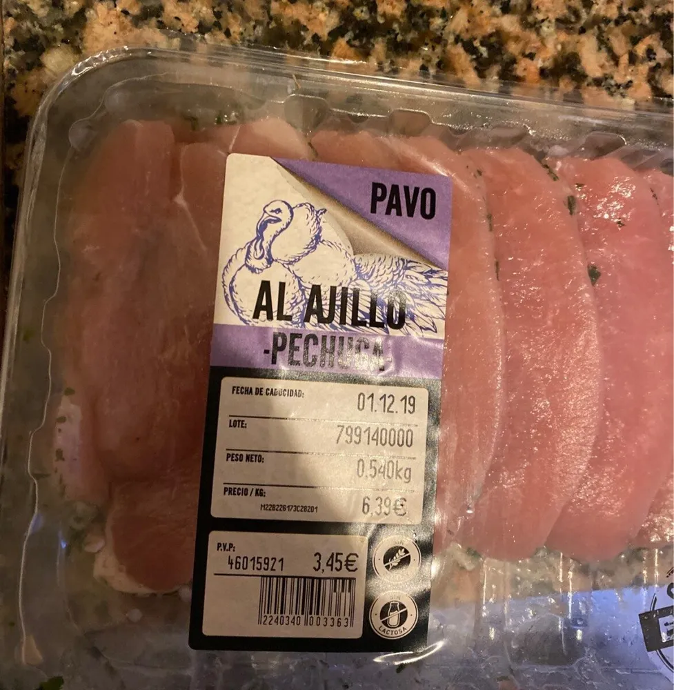 Pavo al ajillo pechuga