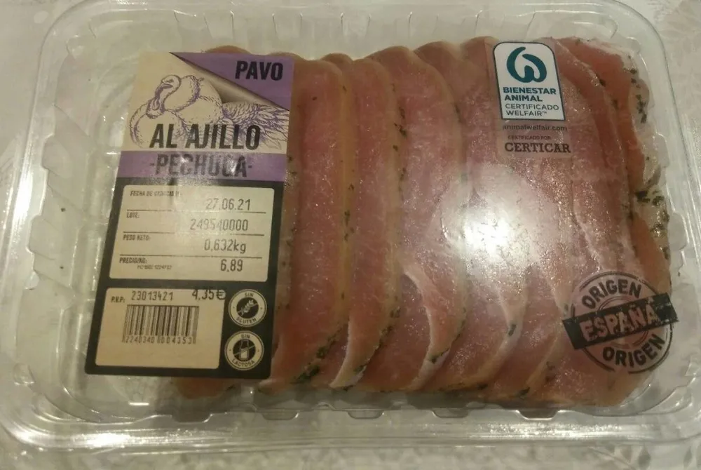 Pavo al ajillo, pechuga
