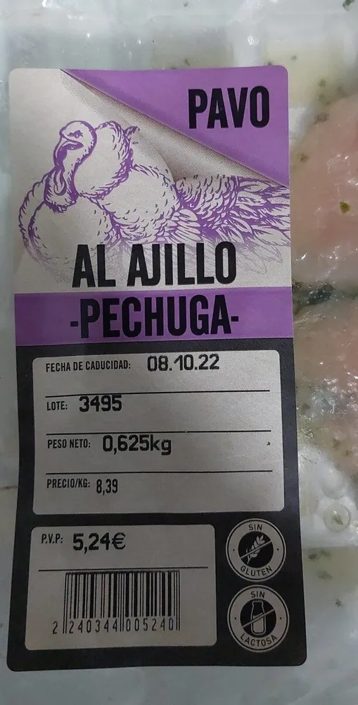 Pavo al ajillo pechuga