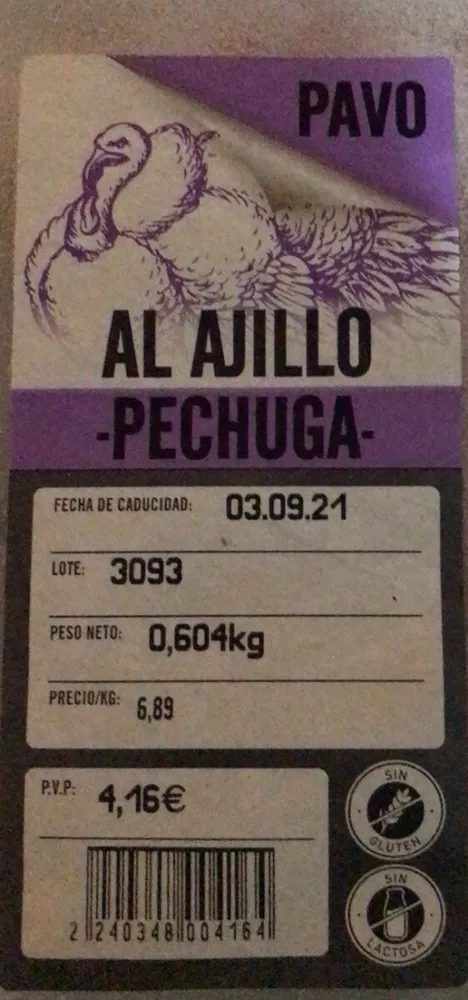 Al ajillo pechuga pavo