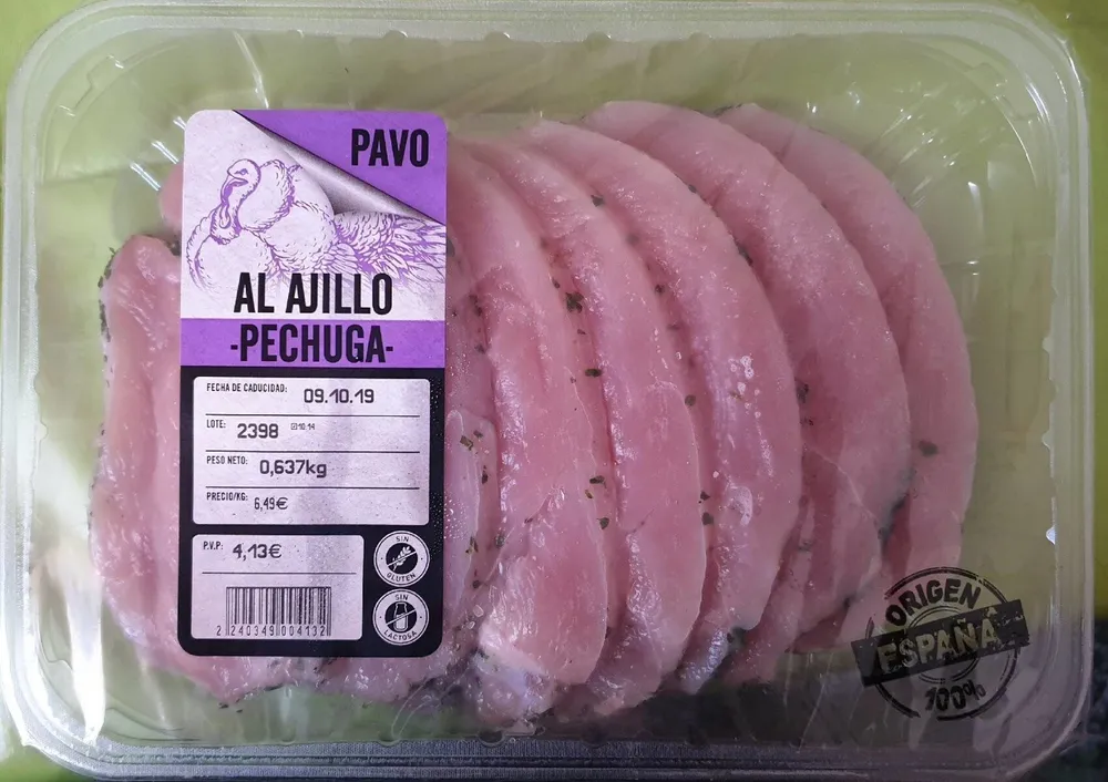 Pavo al ajillo Pechuga