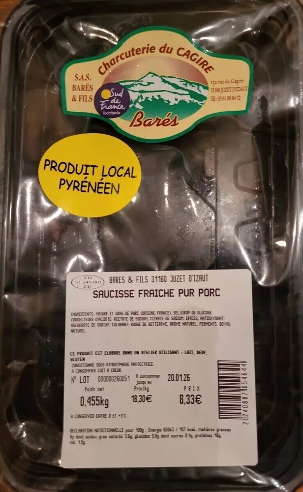Saucisse fraiche pur porc