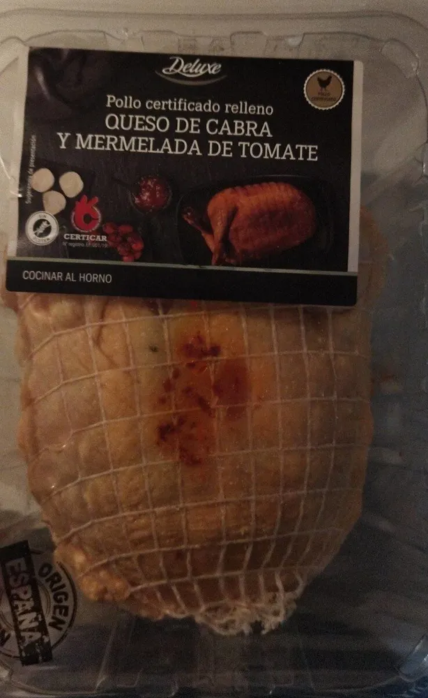 Pollo certificado relleno queso de cabra y mermelada de tomate