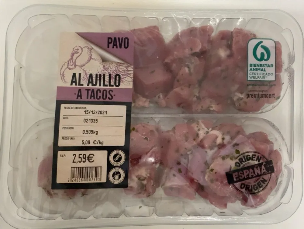 Pavo al ajillo a tacos
