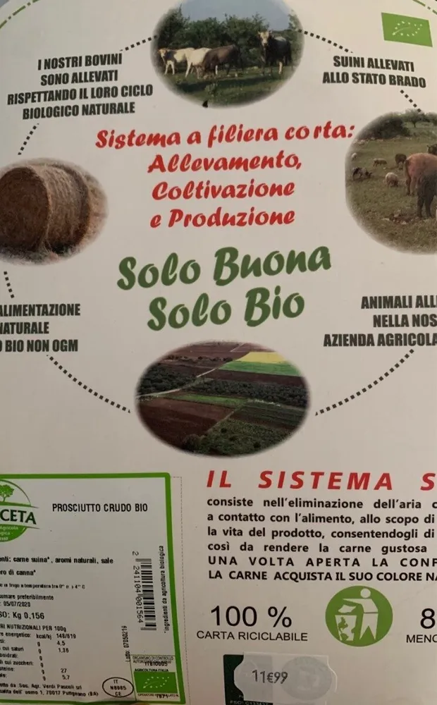 Prosciutto crudo bio