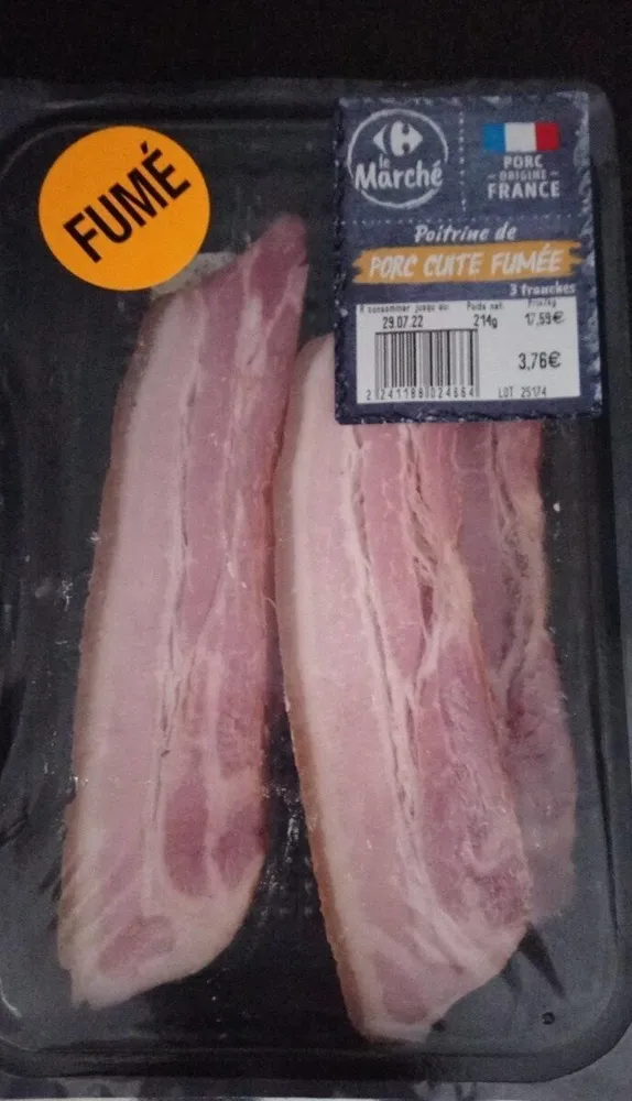 Poitrine de porc cuite fumée