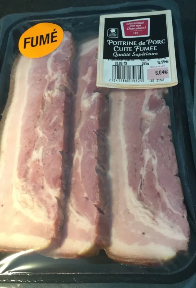 Poitrine de porc cuite fumé