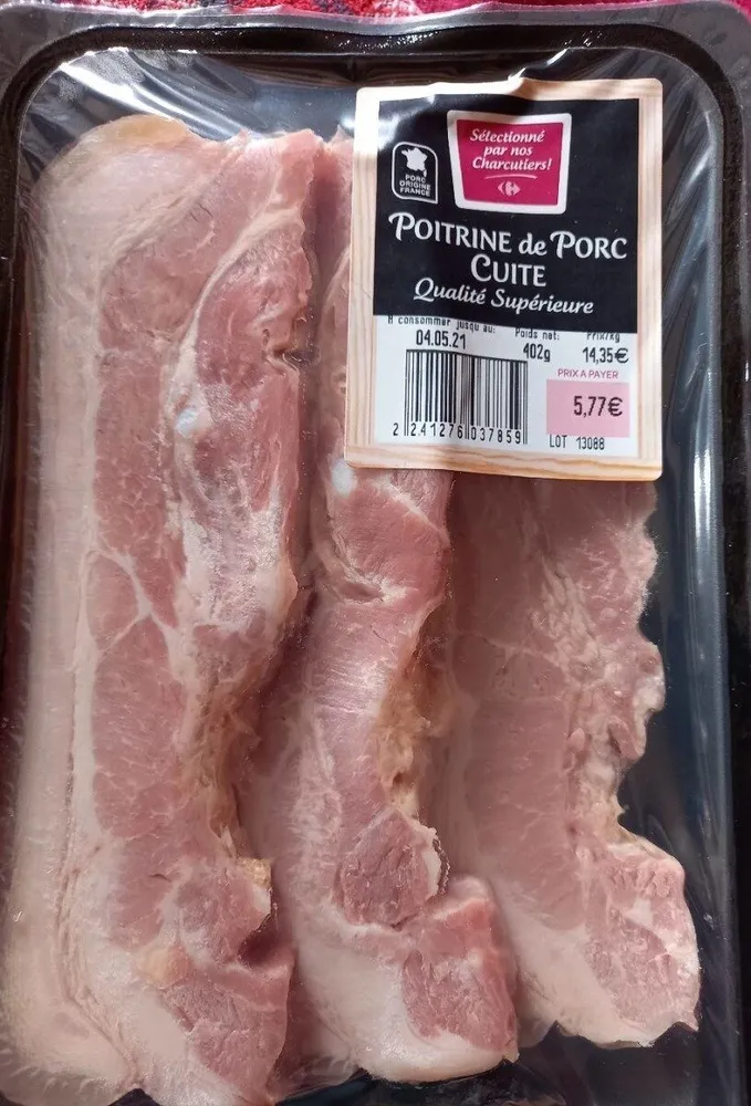 Poitrine de porc cuite