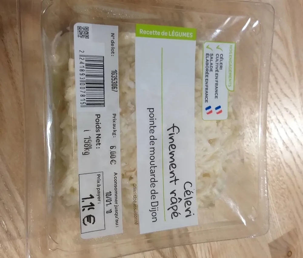 Céleri finement râpé