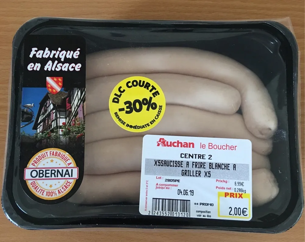 X5 saucisse a frire blanche