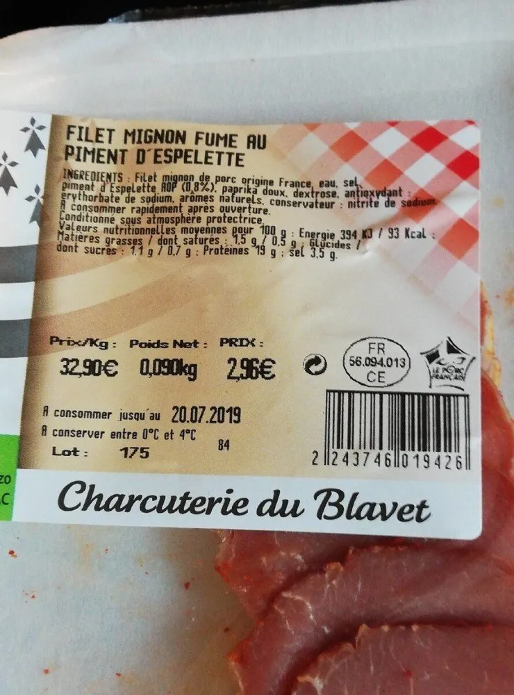Filet mignon fumé au piment d'espelette