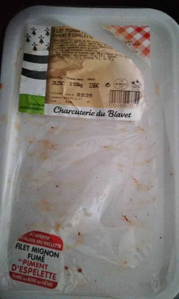 Filet mignon fumé au piment d'espelette
