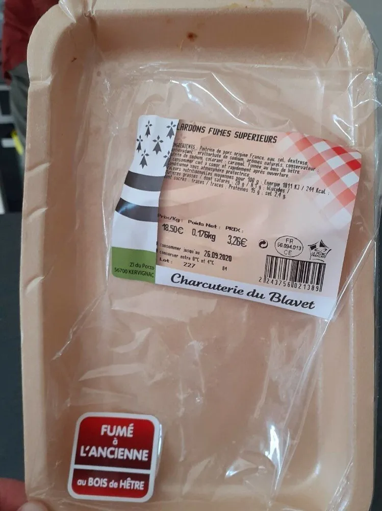 Lardon fumés supérieurs