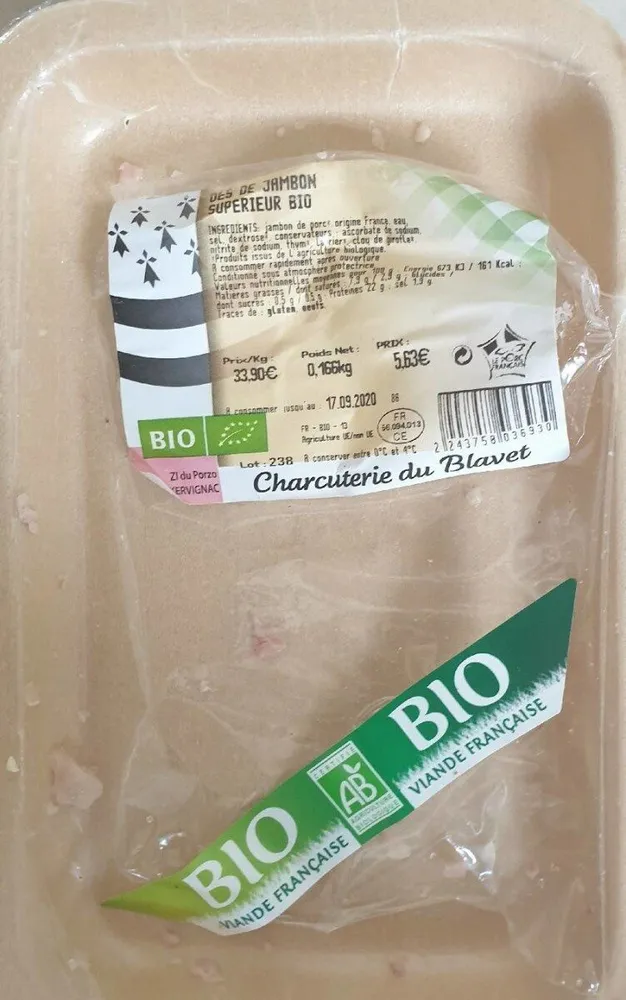 Dés de jambon supérieur bio