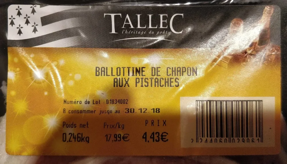 Ballotine de chapon aux pistaches