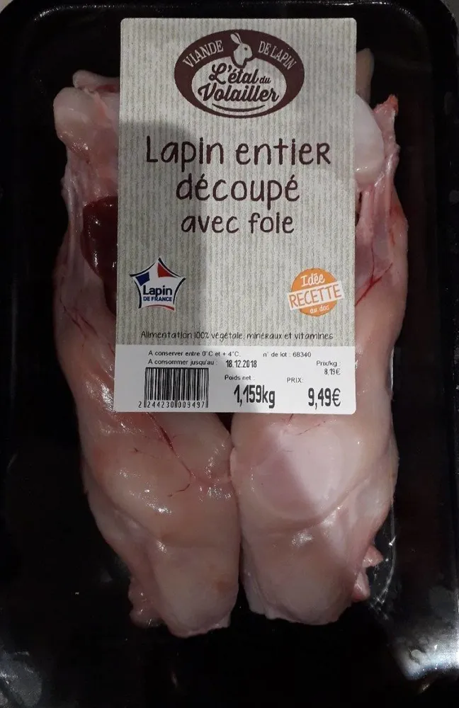 Lapin découpé avec foie