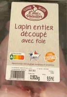 Lapin entier decoupé avec foie