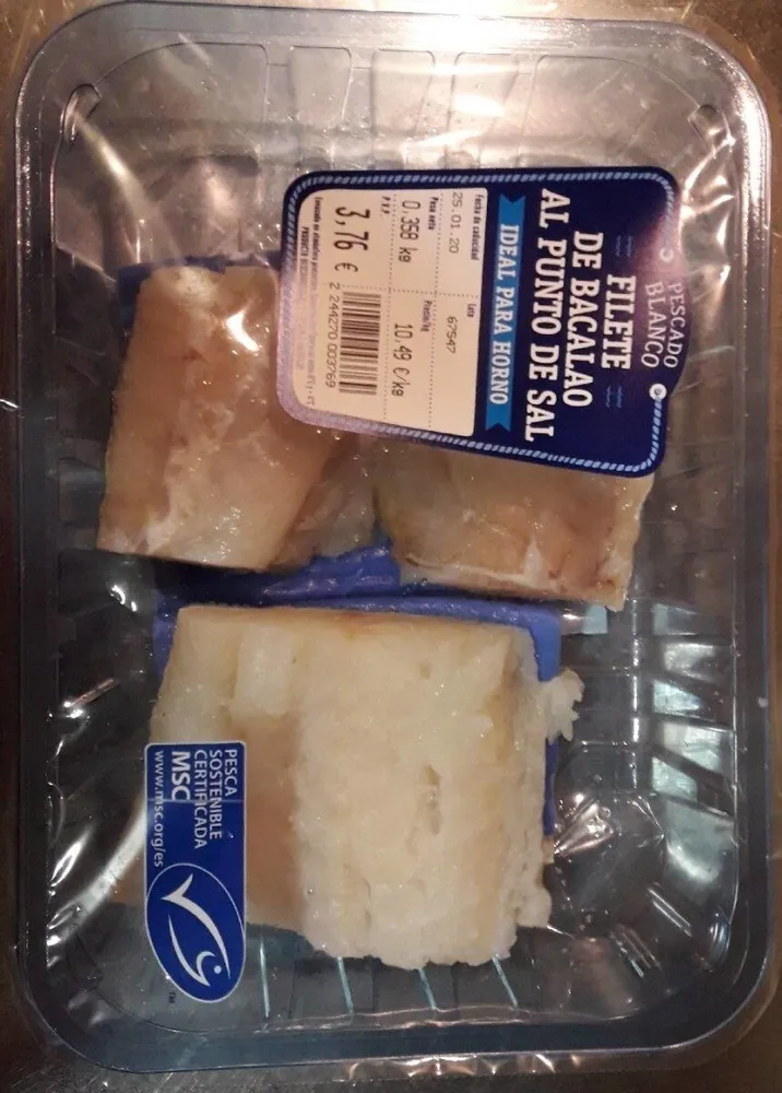 Filete de bacalao al punto de sal