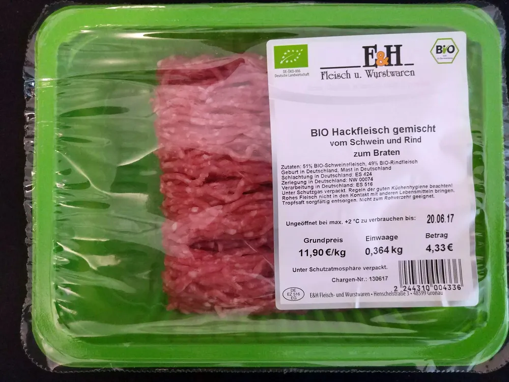 Bio Hackfleisch gemischt vom Schwein und Rind