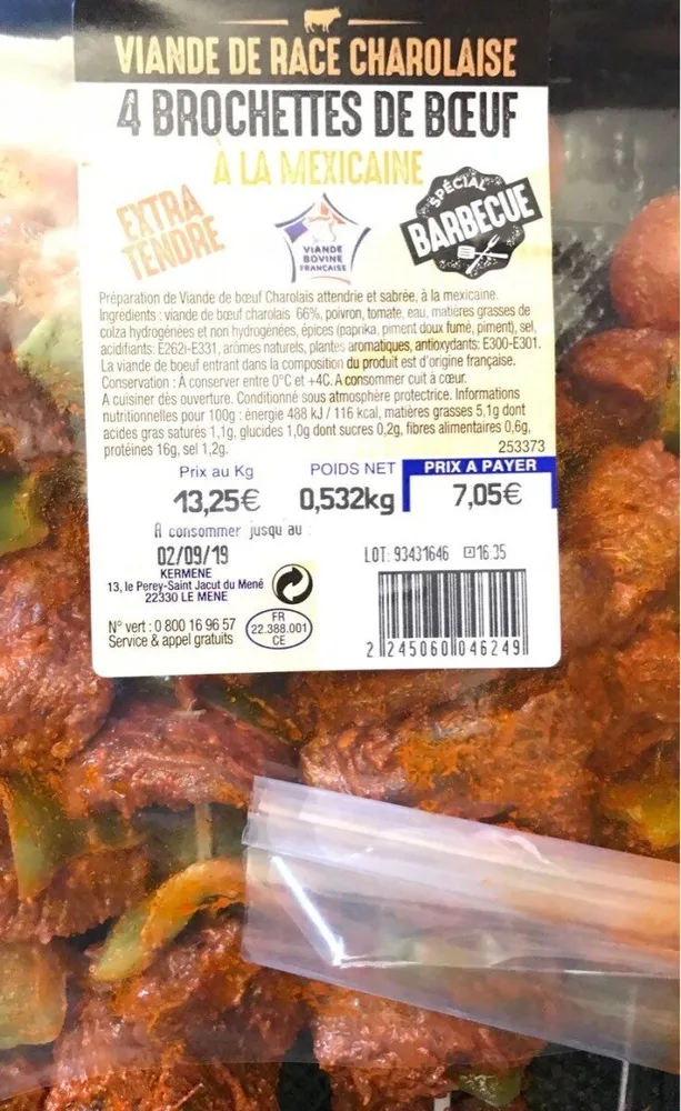 Brochettes de boeuf a la mexicaine