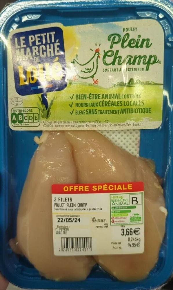 2 filets de poulet plein champ