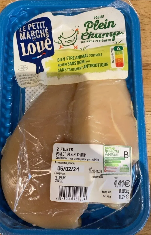 2 filets poulet plein champ