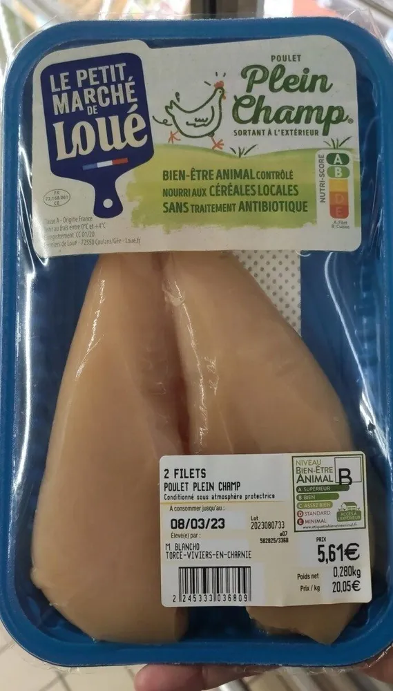 2 filets de poulet plein champ