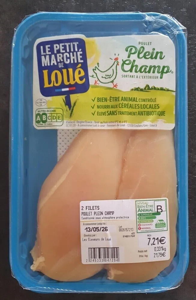2 filets de poulet plein champ