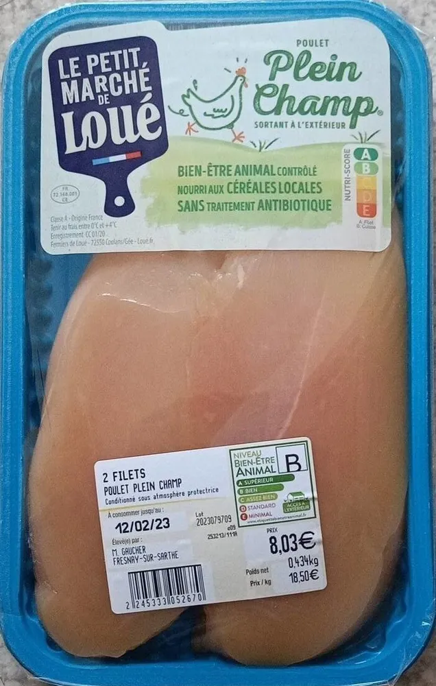 Filets de poulet plein champ
