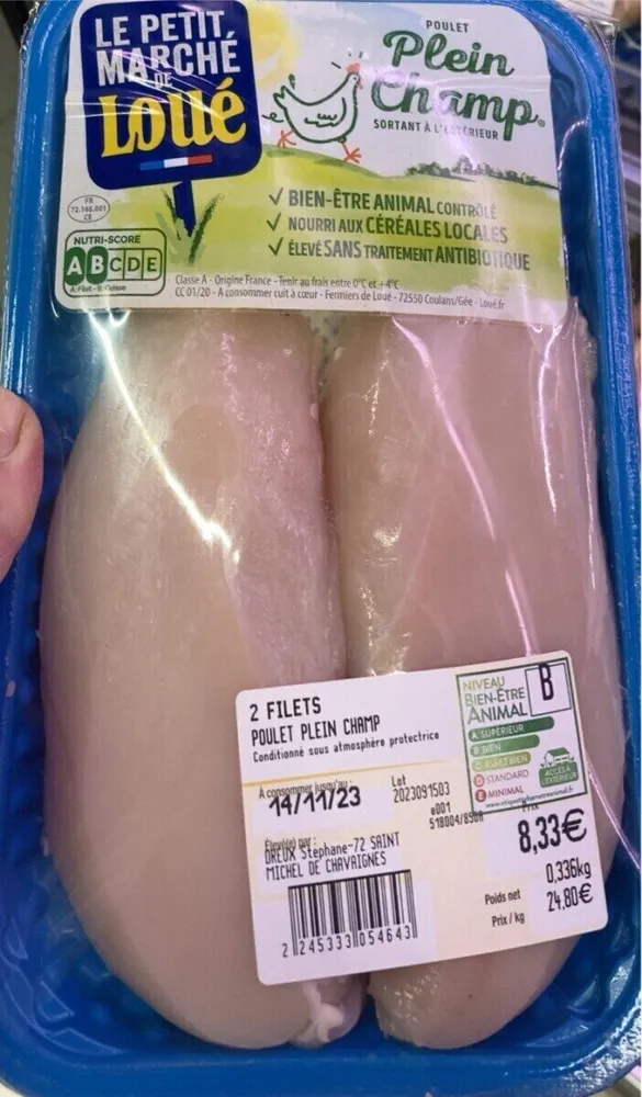 2 filets poulet plein champ