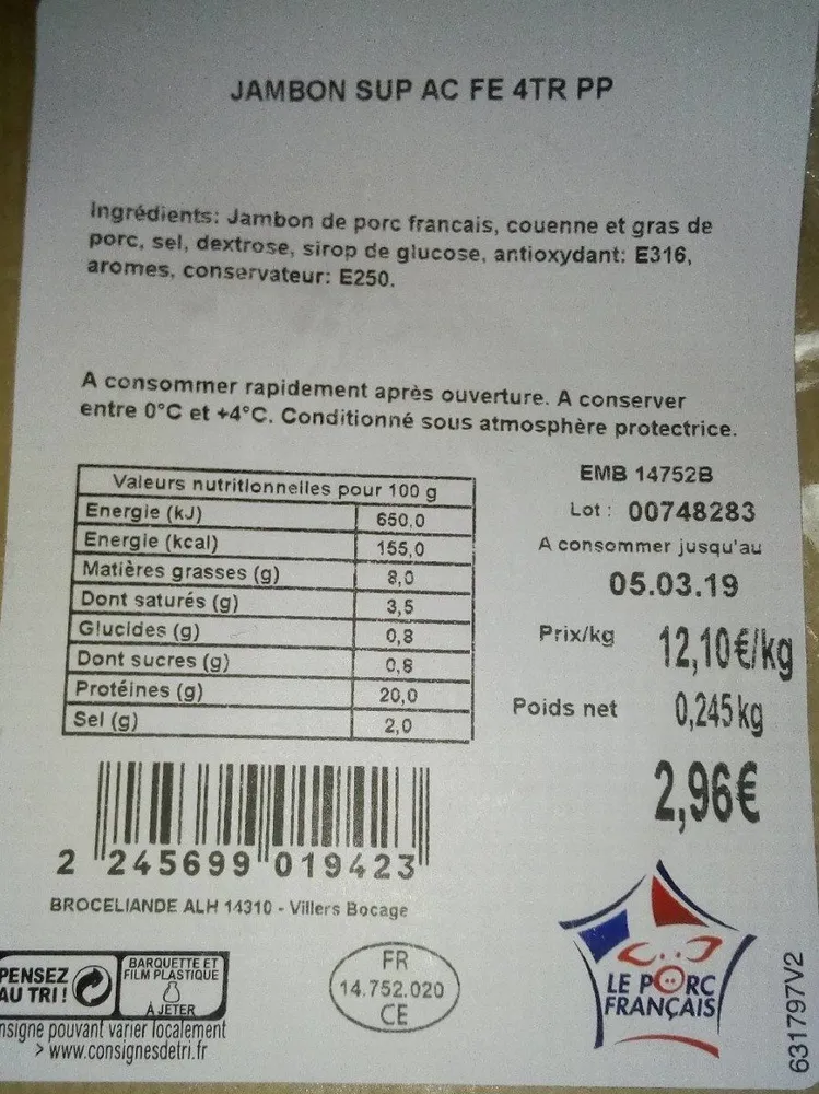 Jambon sup AC 4tr