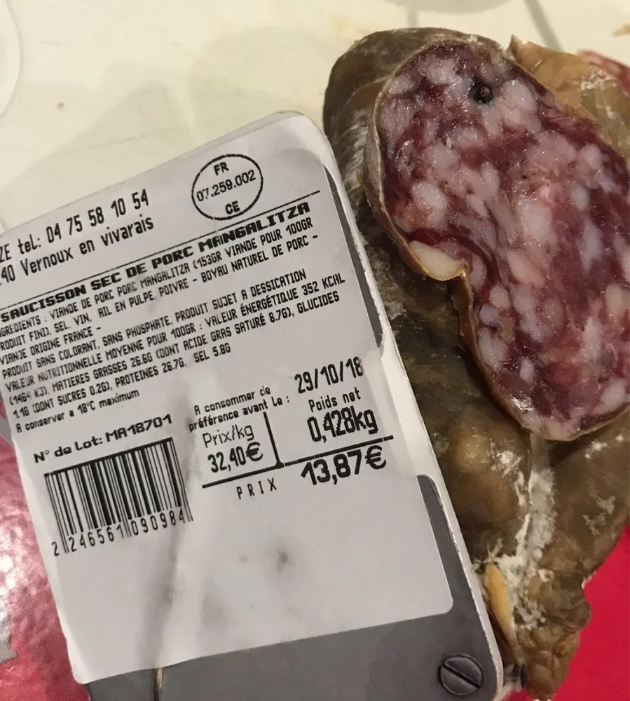 Saucisson sec de porc mangalitza