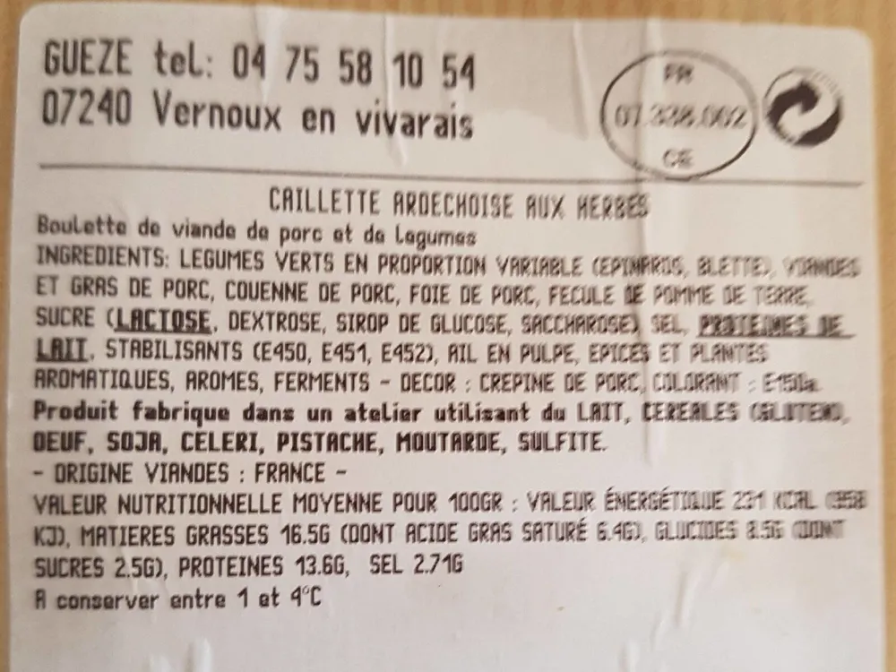 Caillette aux herbes