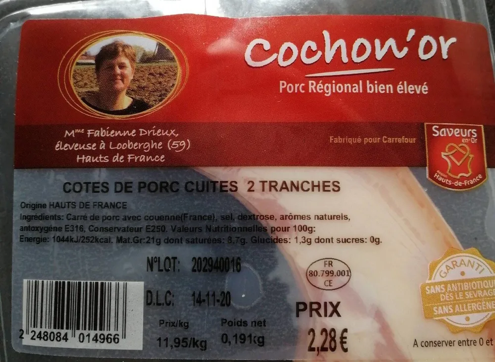 Cotes de porc cuites