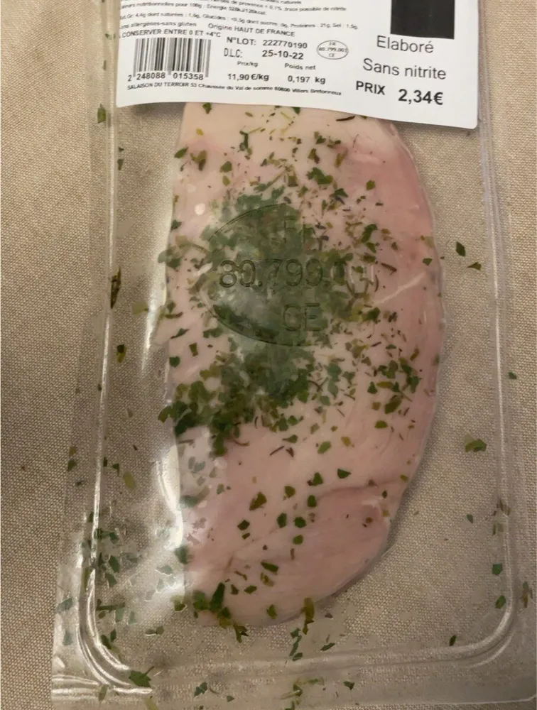 Jambon cuit à griller aux herbes