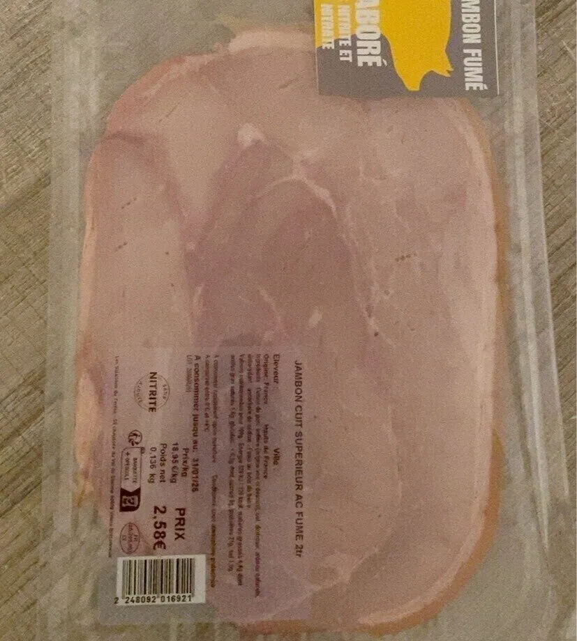 Jambon cuit supérieur fumé