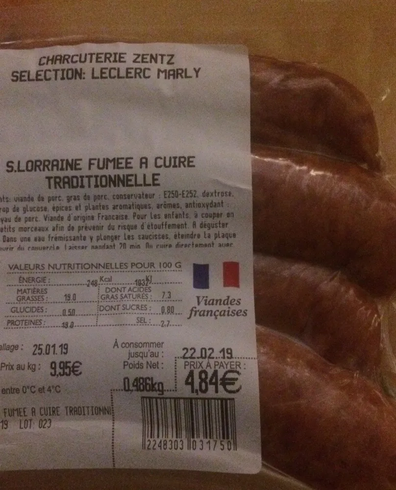 Saucisse lorraine fumée à cuire