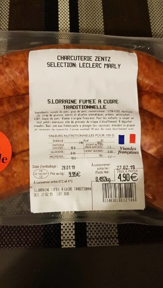 Saucisse fumée à cuire