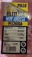 Pechuga fileteada muy jugosa pollo