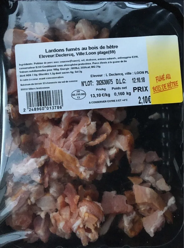 Lardons fumés au bois de hêtre
