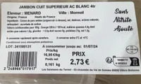 Jambon blanc supérieur cuit