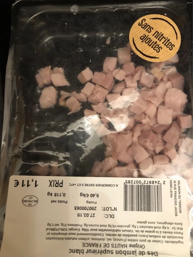 Dés de jambon supérieur blanc