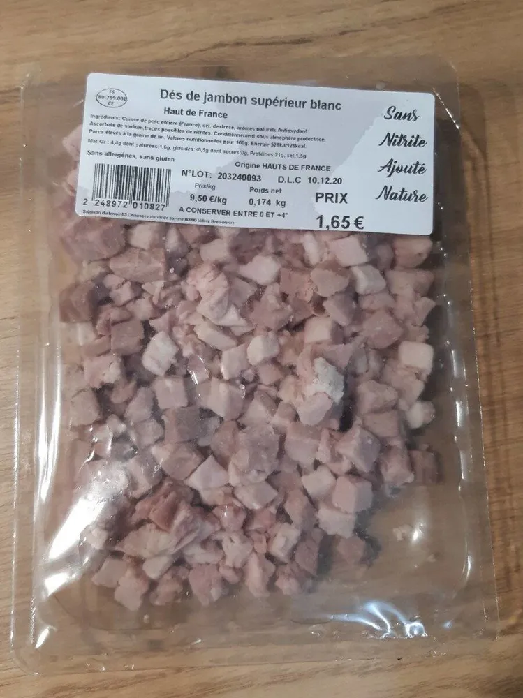 Dés de jambon supérieur blanc