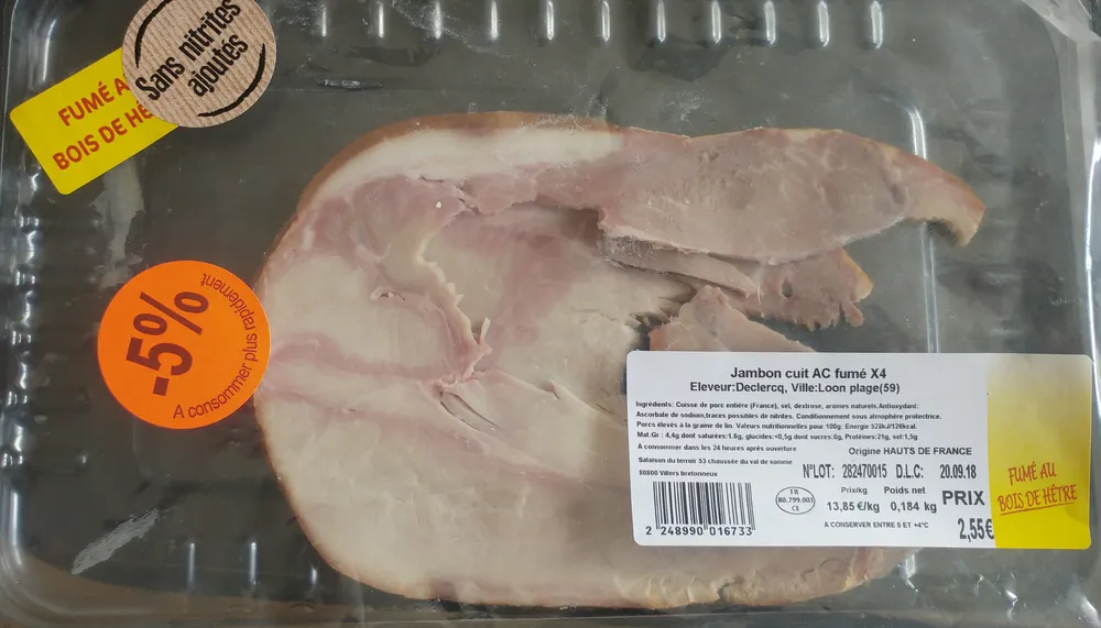 Jambon cuit AC fumé X4