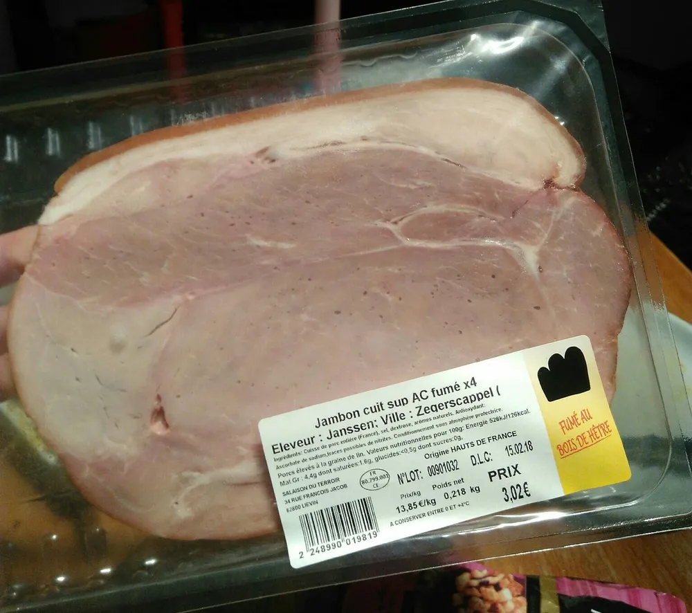 Jambon cuit supérieur AC fumé