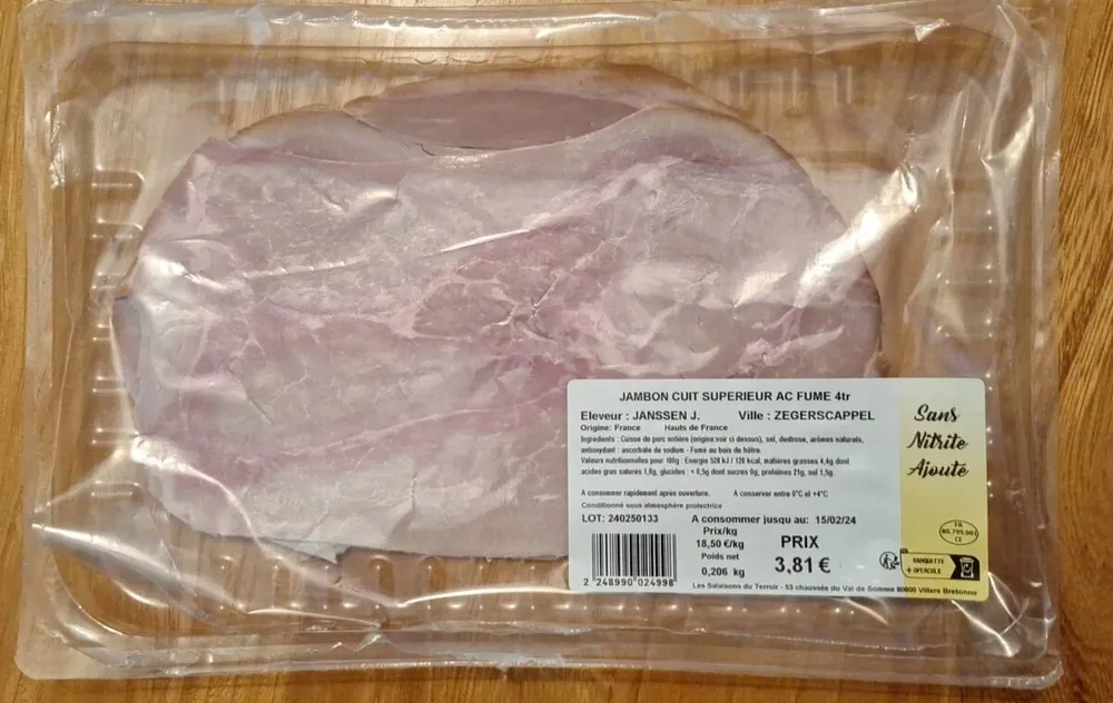 Jambon cuit supérieur fumé