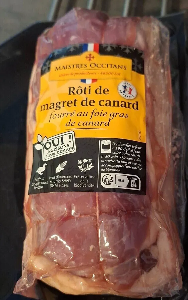 Roti magret de canard fourré au foie gras